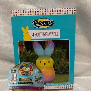 4" Crazy Fun Dumpling & Peeps 4 Foot Inflatable Rainbow Easter Bunny Combo